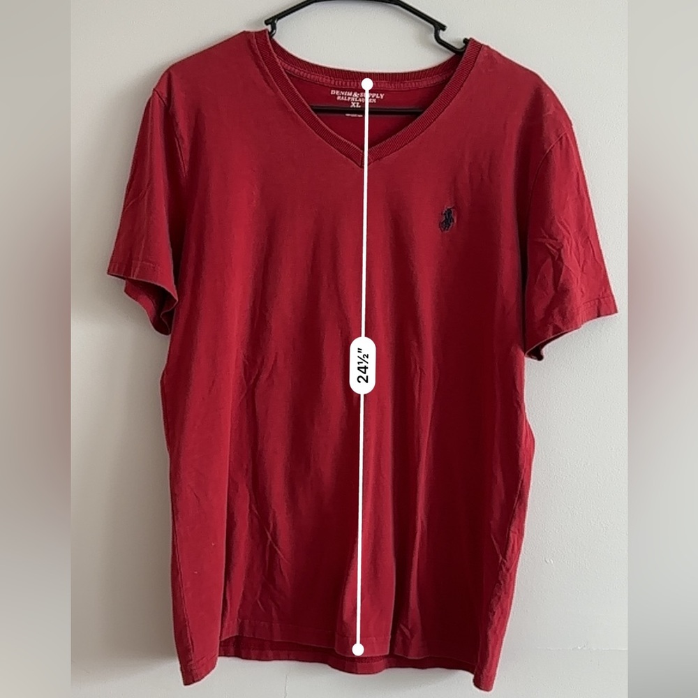 Ralph Lauren Denim Dark Maroon Men T-Shirt Size L Custom Fit